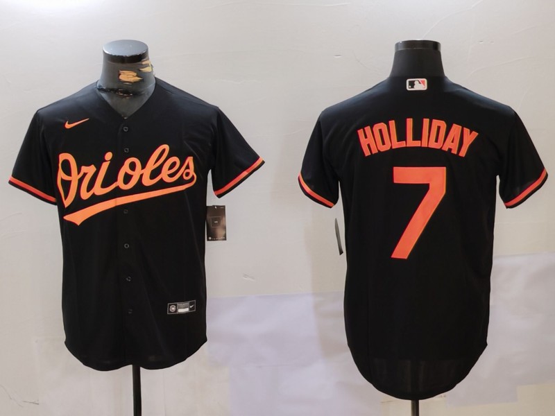 Men's Baltimore Orioles #7 Jackson Holliday Black Cool Base Jersey