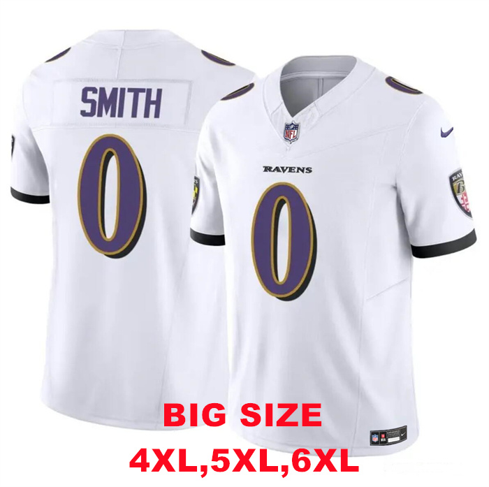 Men's Baltimore Ravens #0 Roquan Smith White 2023 F.U.S.E. Vapor Limited Football Stitched Jersey-BIG SIZE