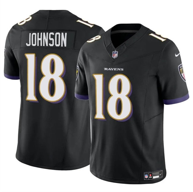 Men's Baltimore Ravens #18 Diontae Johnson Black 2023 F.U.S.E Vapor Limited Football Jersey