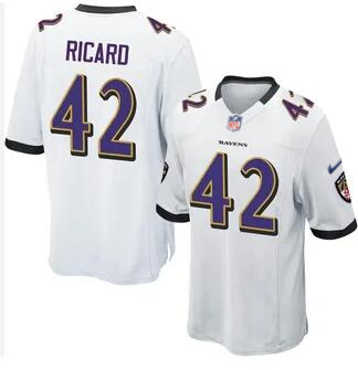 Men's Baltimore Ravens #42 Patrick Ricard White Game Jersey