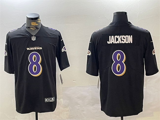 Men's Baltimore Ravens #8 Lamar Jackson Black Vapor Limited Football Jersey1