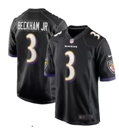 Men's Baltimore Ravens Odell Beckham Jr. #3 Nike Black Alternate Game Jersey