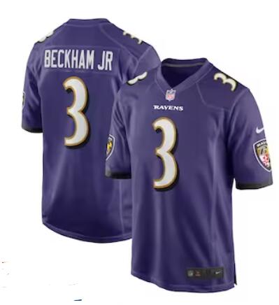 Men's Baltimore Ravens Odell Beckham Jr. #3 Nike Purple Game Jersey