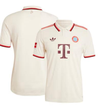 Men's Bayern Munich Blank or Custom 2024-25 Third Authentic adidas Originals Cream  Jersey