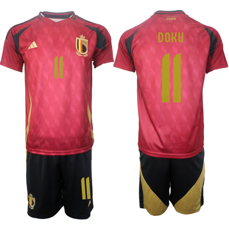 Men's Belgium home 11# DOKU 2024-25 Suit Soccer Jerseys