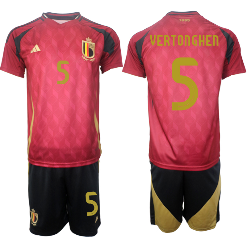 Men's Belgium home 5# VERTONGHEN 2024-25 Suit Soccer Jerseys