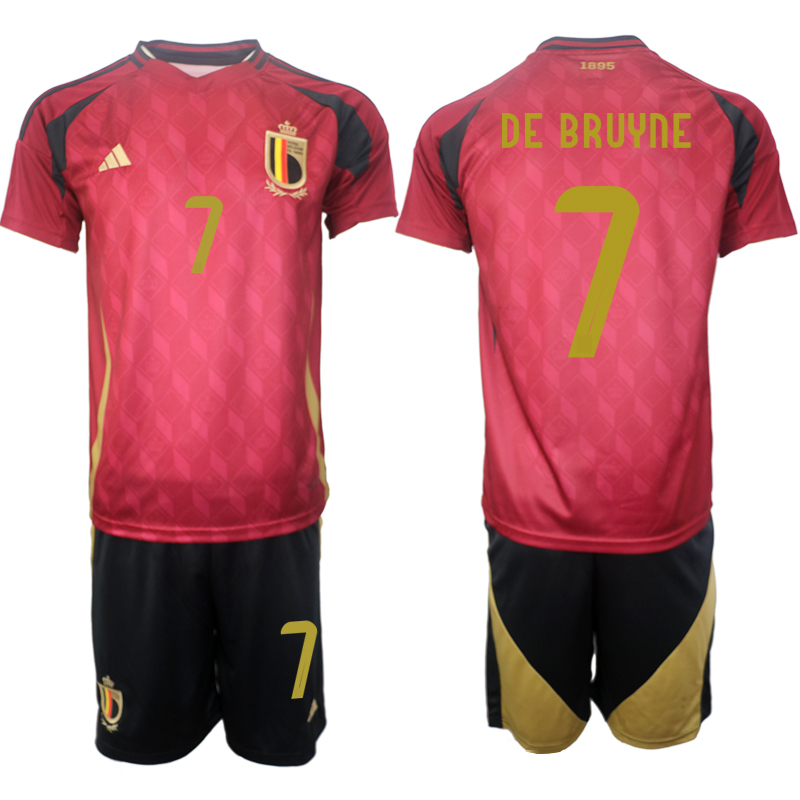 Men's Belgium home 7# DE BRUYNE 2024-25 Suit Soccer Jerseys