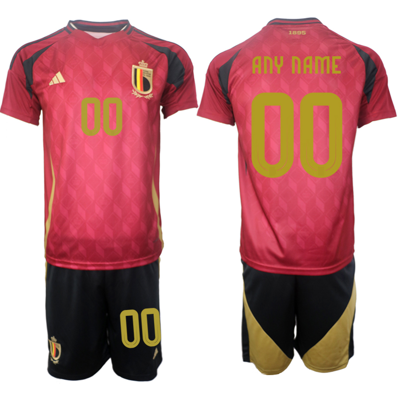 Men's Belgium home any name 2024-25 Suit Soccer Jerseys