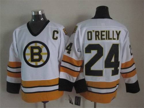 Men's Boston Bruins #24 Terry O'Reilly 1981-82 White CCM Vintage Throwback Jersey