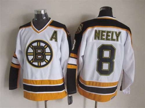 Men's Boston Bruins #8 Cam Neely 1996-97 White CCM Vintage Throwback Jersey