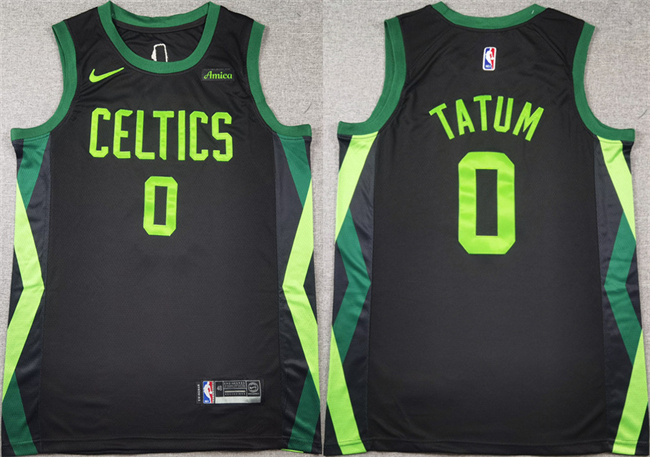 Men's Boston Celtics #0 Jayson Tatum Black 2024-25 City Edition Stitched Basketball Jersey