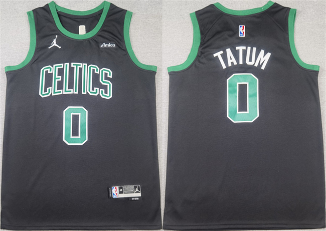 Men's Boston Celtics #0 Jayson Tatum Black Stitched Basketball Jersey