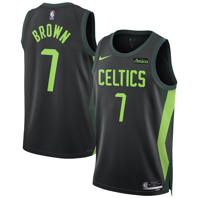 Men's Boston Celtics #7 Jaylen Brown Black 2024-25 City Edition Stitched Basketball Jersey