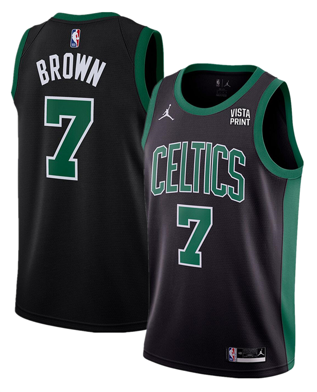 Men's Boston Celtics #7 Jaylen Brown Black Statement Edition Stitched Basketball Jersey