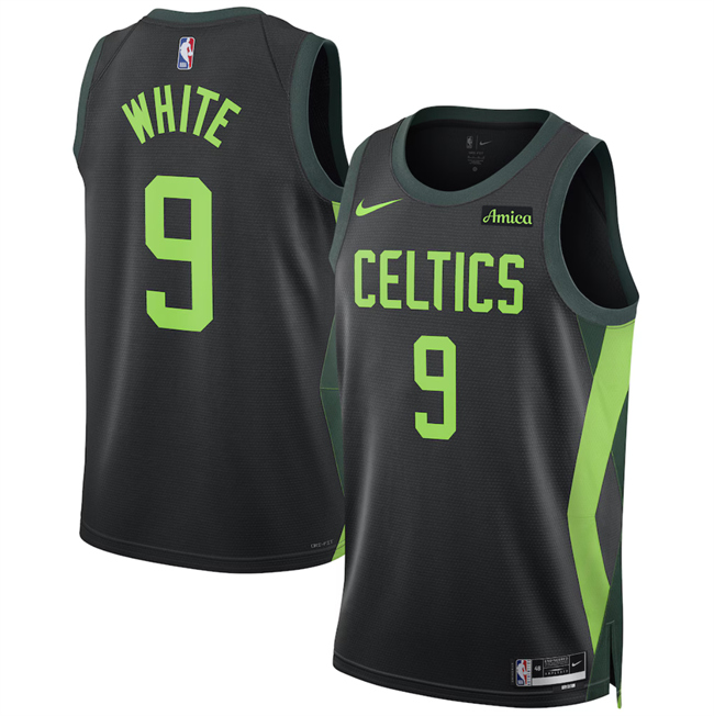 Men's Boston Celtics #9 Derrick White Black 2024-25 City Edition Stitched Basketball Jersey