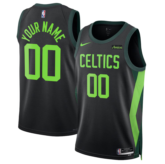 Men's Boston Celtics Active Player Custom Black 2024-25 City Edition Stitched Basketball Jersey