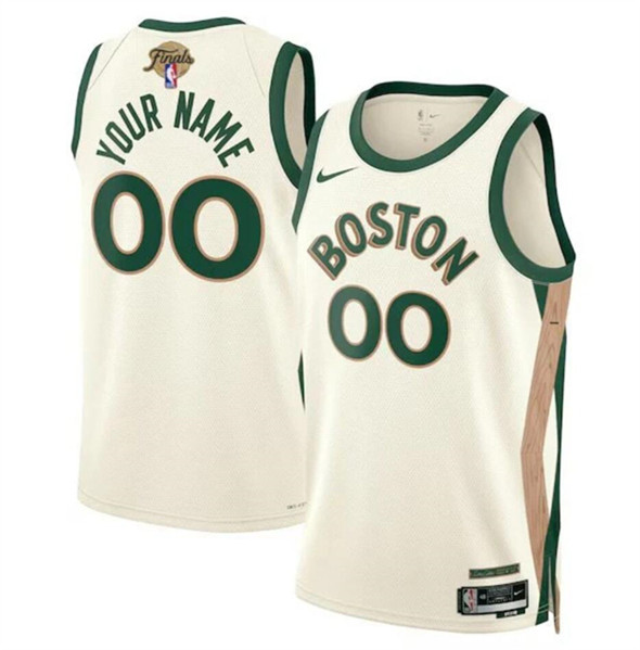 Men's Boston Celtics Active Player Custom Cream 2024 Finals City Edition Stitched Basketball Jersey