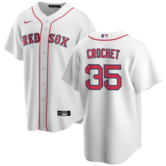 Men's Boston Red Sox #35 Garrett Crochet White 2024 Cool Base Stitched Baseball Jersey