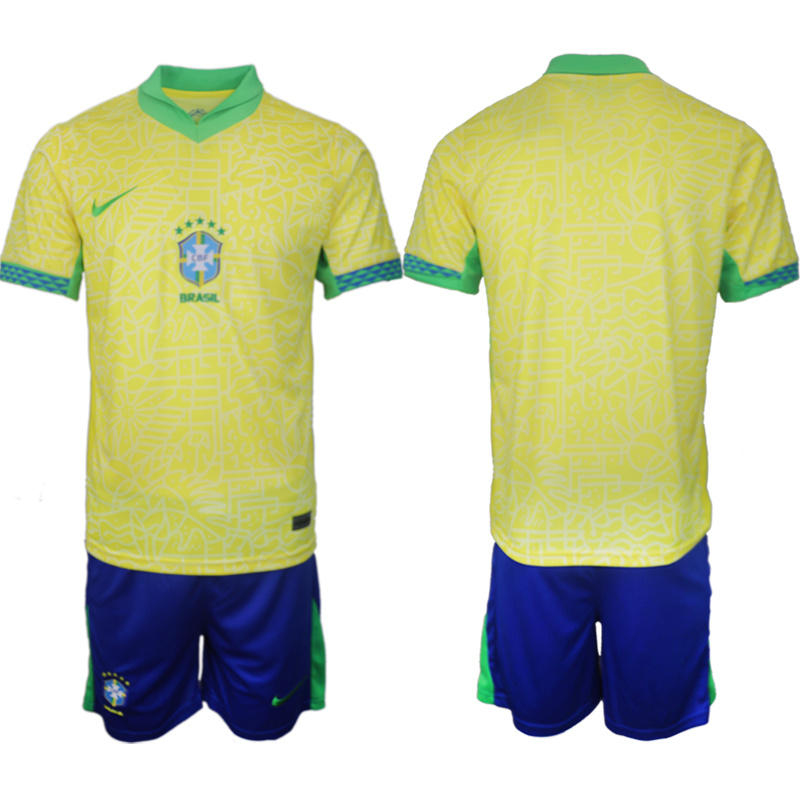 Men's Brazil home blank 2024-25 Suit Soccer Jerseys