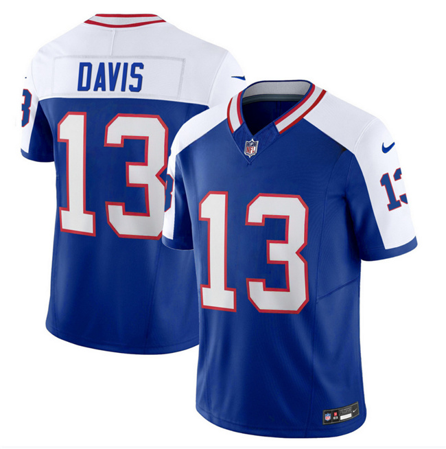 Men's Buffalo Bills #13 Gabe Davis Blue White 2023 F.U.S.E. Throwback Vapor Untouchable Limited Football Stitched Jersey