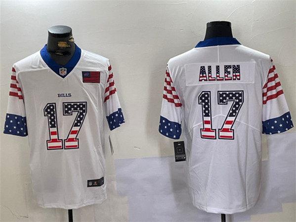 Men's Buffalo Bills #17 Josh Allen White 2019 USA Flag Fashion Limited Football Stitched Jersey