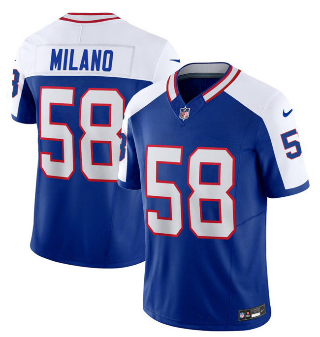 Men's Buffalo Bills #58 Matt Milano Blue White 2023 F.U.S.E. Throwback Vapor Untouchable Limited Football Stitched Jersey