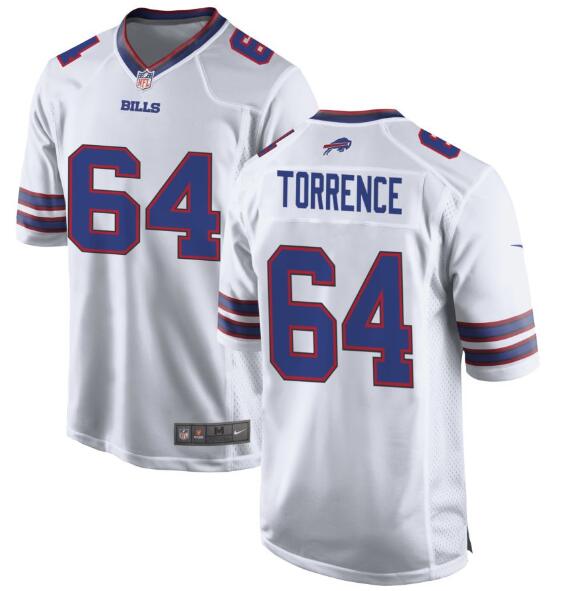 Men's Buffalo Bills #64 O'Cyrus Torrence Nike Royal Away White Jersey