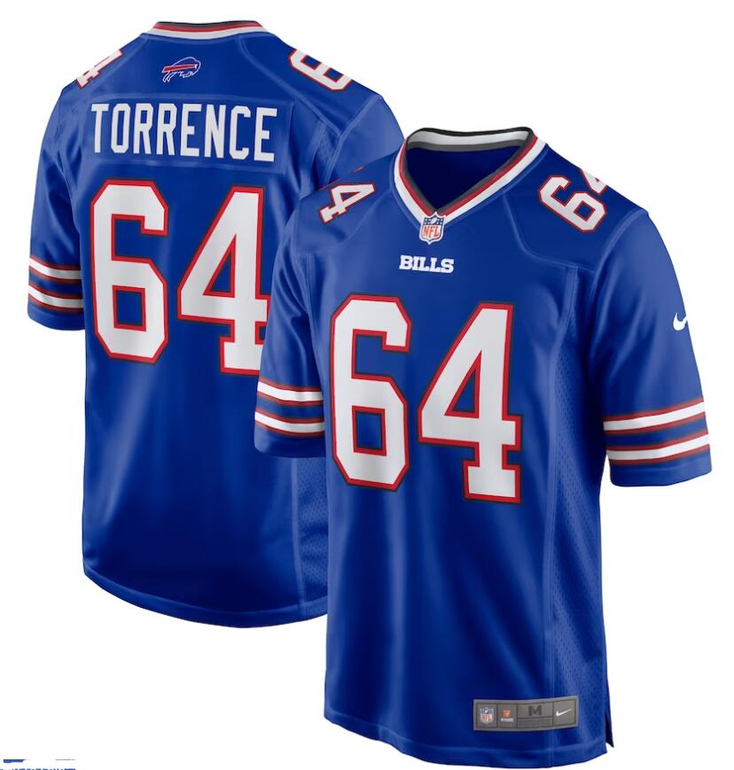 Men's Buffalo Bills #64 O'Cyrus Torrence Nike Royal Home Game Jersey