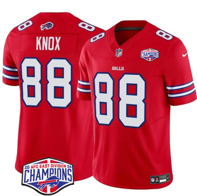 Men's Buffalo Bills #88 Dawson Knox Red F.U.S.E. 2024 AFC East Division Champions Vapor Limited Stitched Football Jersey