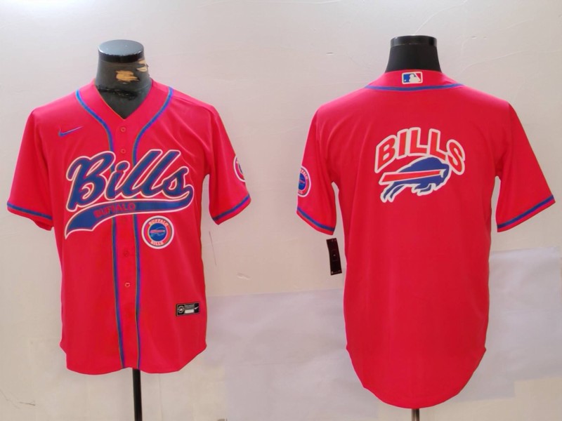 Men's Buffalo Bills big logo Team Big logo Cool Base Stitched Baseball Jersey