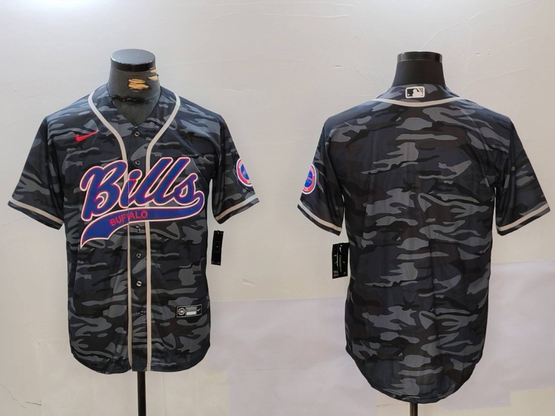 Men's Buffalo Bills blank Camo Team Cool Base Stitched Baseball Jersey