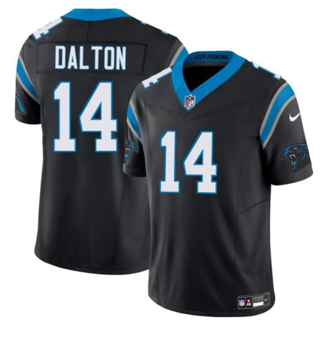 Men's Carolina Panthers #14 Andy Dalton Black 2024 F.U.S.E. Vapor Limited Stitched Football Jersey