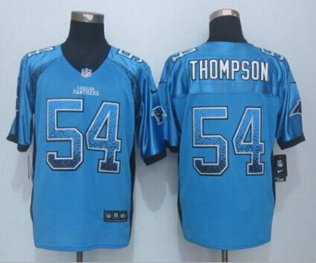 Men's Carolina Panthers #54 Shaq Thompson Nike Drift Fashion Blue Elite Jersey