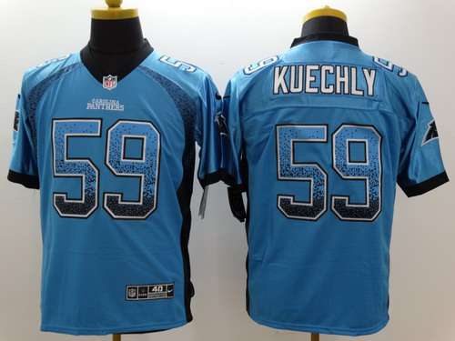 Men's Carolina Panthers #59 Luke Kuechly Nike Drift Fashion Blue Elite Jersey