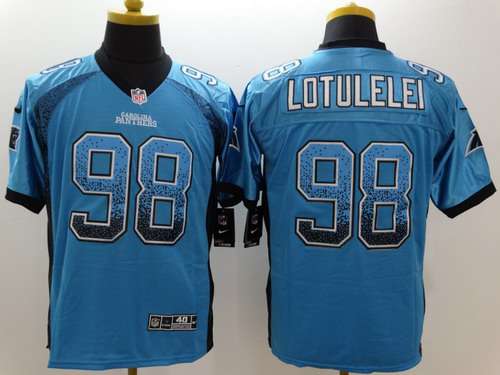 Men's Carolina Panthers #98 Star Lotulelei Nike Drift Fashion Blue Elite Jersey