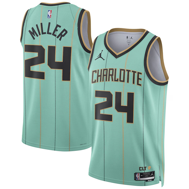 Men's Charlotte Hornets #24 Brandon Miller Mint 2024-25 City Edition Stitched Basketball Jersey