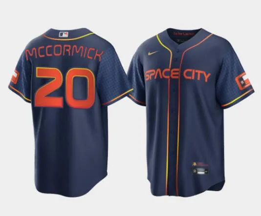 Men's Chas McCormick Houston Astros #20 Navy Cool Base 2022 Space City Connect Stitched Jersey