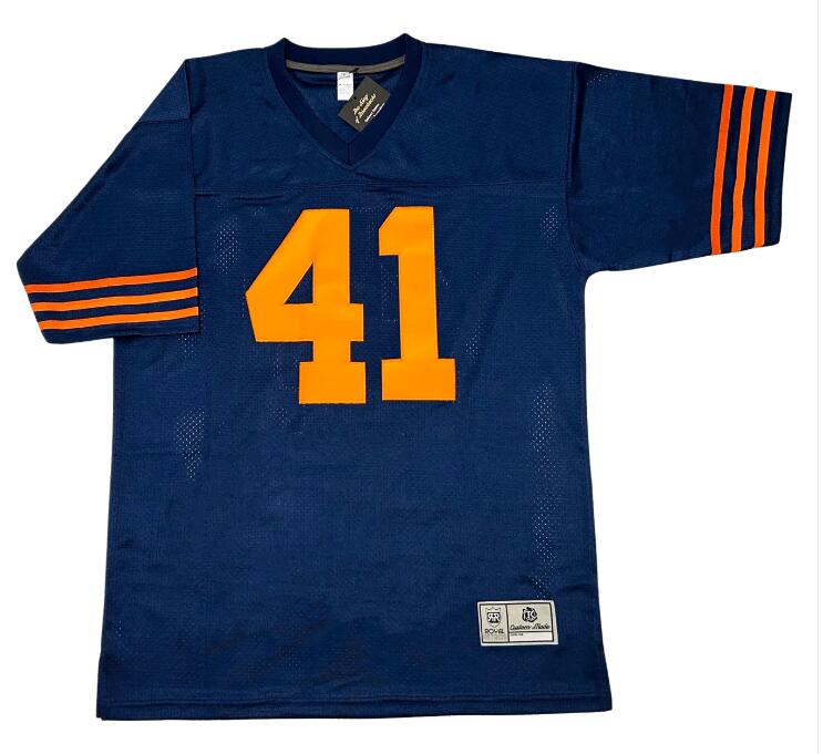 Men's Chicago #41 Brian Piccolo Navy Blue with orange number Throwback Football Jersey