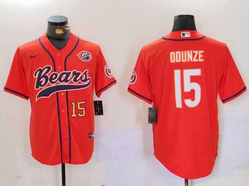 Men's Chicago Bears #15 Rome Odunze Orange Throwback With Patch Cool Base Stitched Baseball Jerseys