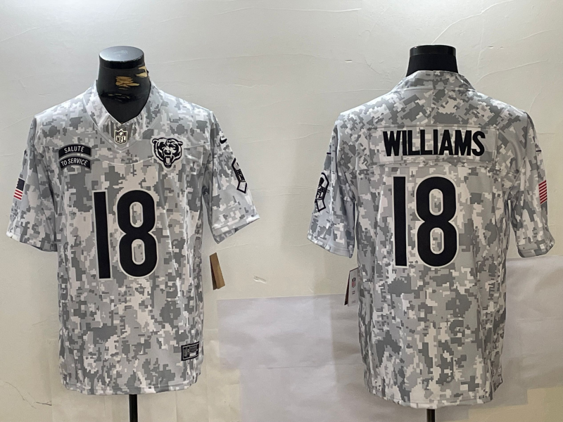 Men's Chicago Bears #18 Caleb Williams Arctic Camo 2024 FUSE Salute to Service Limited Stitched Jersey