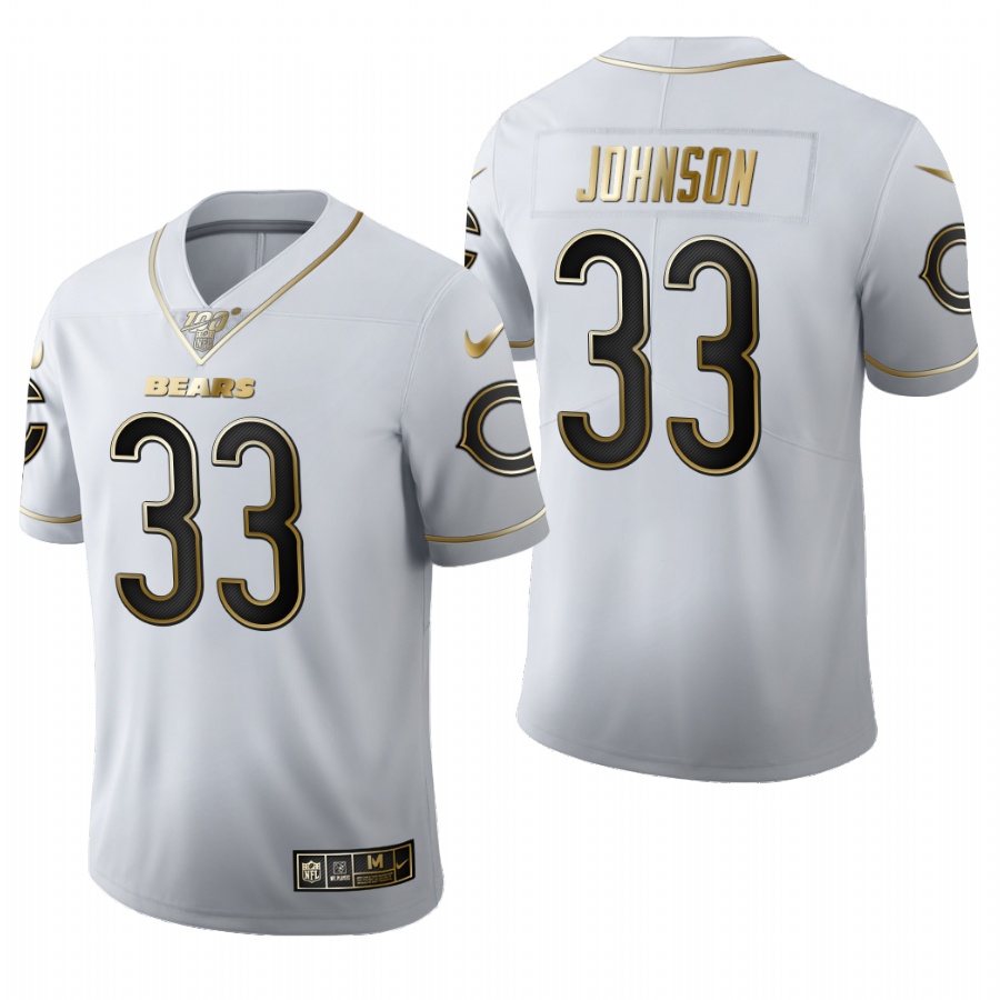 Men's Chicago Bears #33 Jaylon Johnson White 2020 NFL Draft Golden Edition Jersey