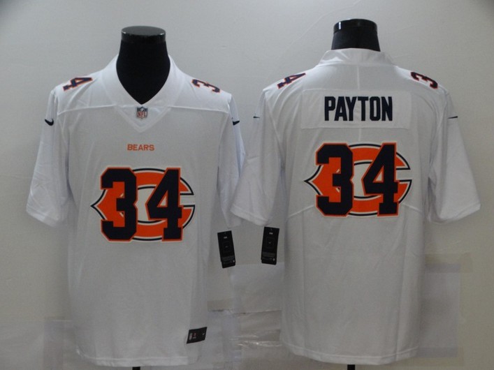 Men's Chicago Bears #34 Walter Payton White 2020 Shadow Logo Vapor Untouchable Stitched NFL Nike Limited Jersey