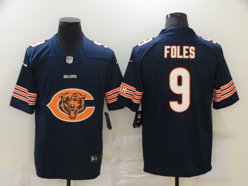 Men's Chicago Bears #9 Nick Foles Navy Blue 2020 Big Logo Vapor Untouchable Stitched NFL Nike Fashion Limited Jersey