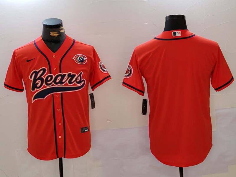 Men's Chicago Bears Blank Orange Throwback With Patch Cool Base Stitched Baseball Jersey