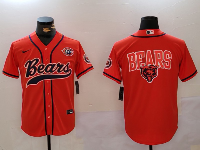 Men's Chicago Bears Blank Orange Throwback With Patch Cool Base Stitched Baseball Jerseys