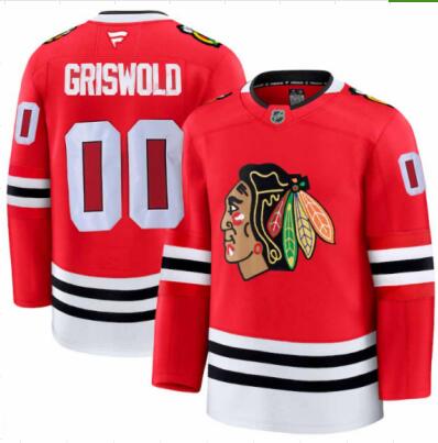 Men's Chicago Blackhawks #00 Clark Griswold 2024-25 Fanatics Red Stitched Jersey