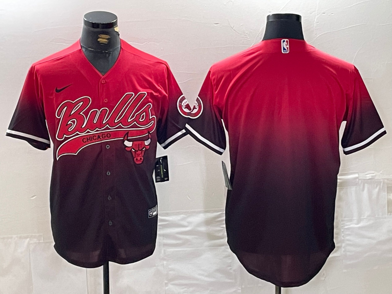 Men's Chicago Bulls Blank Red Black Stitched Baseball Jersey