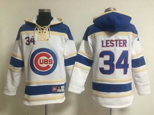 Men's Chicago Cubs #34 Jon Lester White Hoodie