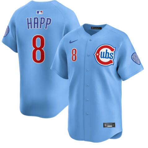 Men's Chicago Cubs #8 Pete Crow-Armstrong Blues Alternate Limited Baby Blue city Jersey by Nike