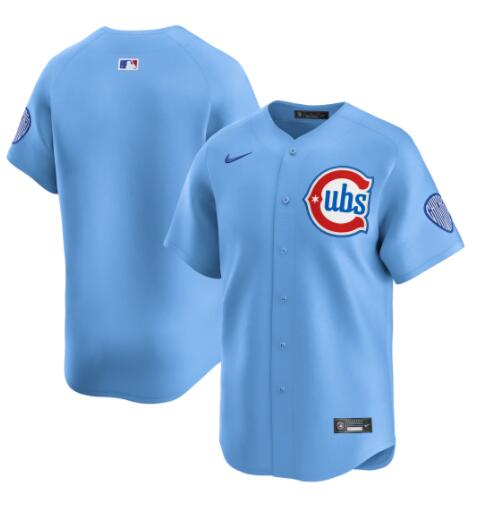 Men's Chicago Cubs Blank Blues Alternate Limited Baby Blue city Jersey by Nike